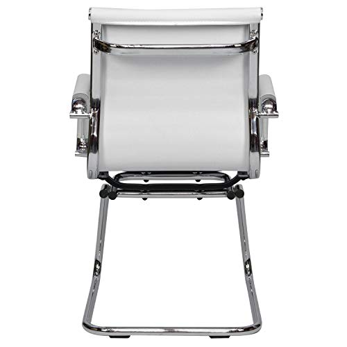 Cashoffice - Silla de Confidente Eames - Silla de Oficina Ergonómica Símil Piel (Blanco)