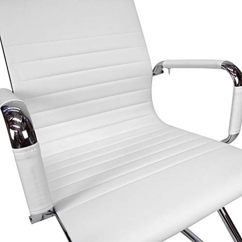 Cashoffice - Silla de Confidente Eames - Silla de Oficina Ergonómica Símil Piel (Blanco)