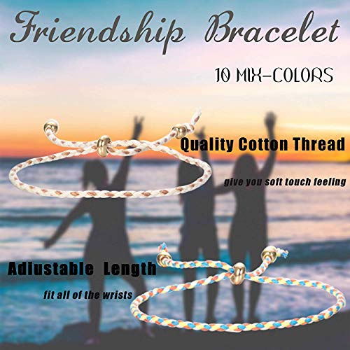 CASSIECA 10Pieza Pulsera Trenzada Amistad para Mujeres Niñas Hecha a Mano Pulsera de Cuerda Multicolor Pulsera para Tobillo Regalos de Cumpleaños Ajustable