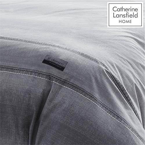 Catherine Lansfield Denim Easy Care - Conjunto de 135 x 200 cm + 1 x 50 x 75 cm, Gris