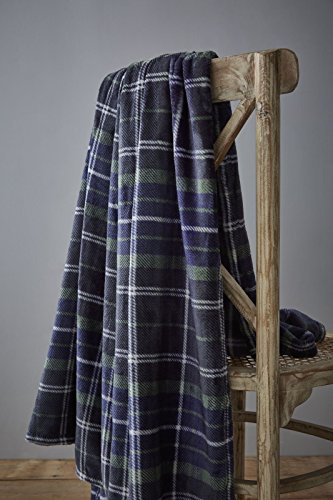 Catherine Lansfield - Juego de Cama, Tela Tipo tartán de algodón Peinado, Color Azul Marino, algodón, Azul Marino, Suelto