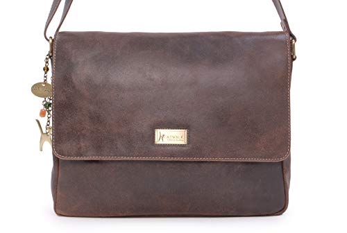 CATWALK COLLECTION - Grande Mensajero/Bolso Bandolera - Laptop/Tablet - SABINE - Cuero Desgastado - Marrón