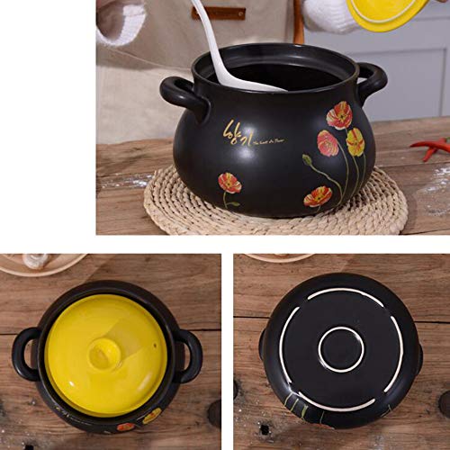 Cazuela De Sopa,cacerola De Cerámica Coreana Alta Temperatura Clay Pot Gran Capacidad Flor Pintura Utensilios De Cocina Para Gachas Arroz Comida De Los Niños Sopa-b 4l