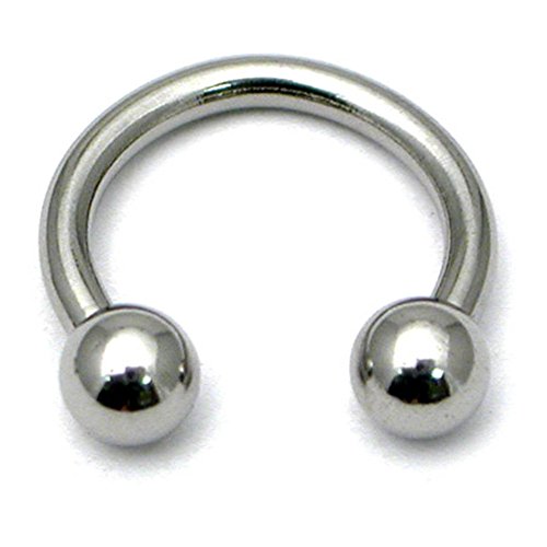 CBB pesas Circular de acero colgante con forma de herradura. 1,2 mm de gran calibre 6 mm diámetro interno de 3 mm pelotas. Good para zona para limpiarse la nariz, con cara sonriente, la oreja o para el, rook, daith, helix, snug anti-helix, tabique, oreja.