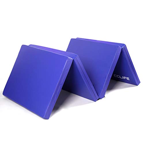 CCLIFE Colchoneta Plegable de Espuma para Gimnasia Yoga Deportiva Yoga estrilla Triple Plegable 180/60/5cm, Color:DGNMT020A4060blu