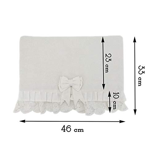 CdCasa Funda para Respaldo de Silla con Volantes, Funda de Silla Comedor, Decoraciones de Mesa, Cubiertas para Silla Romántico Rústico Shabby Chic - Volantes/Encaje - 46x34 - Blanco