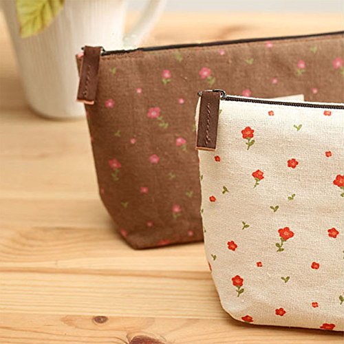 Cdet Bolso de cosméticos Estilo pequeño Floral Cosmetic Bag Floral Pack de Gran Capacidad Mujer,Azul