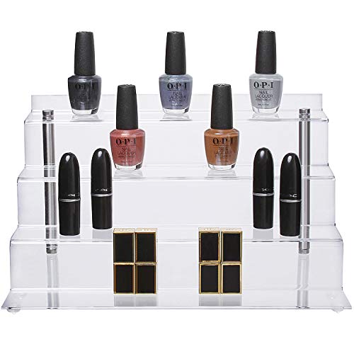 CECOLIC Soporte de exhibición de acrílico Transparente, Estante Vertical Grande de 4 Pasos, para Figuras, Magdalena, lápiz Labial, Esmalte de uñas, condimento, 12 x 11 x 6.3in (1 Pack)
