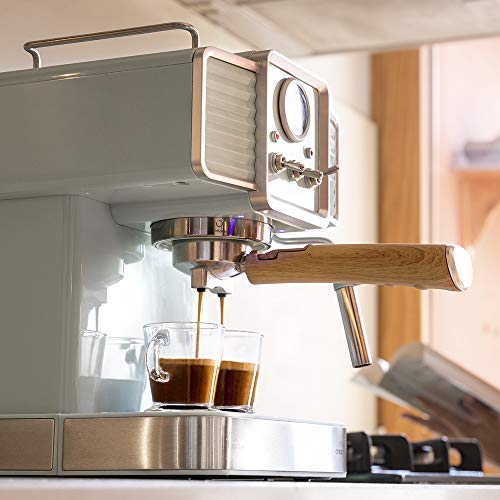 Cecotec Cafetera Express Power Espresso 20 Tradizionale para espressos y cappuccinos, rápido Sistema de Calentamiento por thermoblock, 20 Bares, manómetro PressurePro y vaporizador orientable