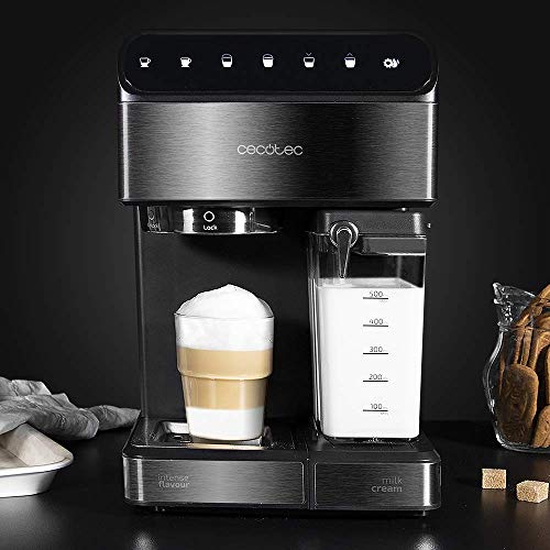 Cecotec Cafetera Semiautomatica Power Instant-ccino Touch Serie Nera. Presión 20 Bares, Capacidad de 1,4l, 6 Funciones, Calentador por Thermoblock, Control Táctil, Tanque de leche, 1350 W