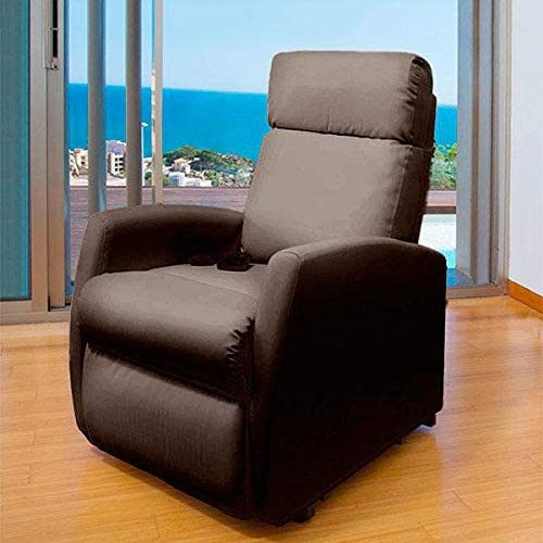 Cecotec Sillón Relax de Masaje Compact, Función calor, 5 Programas, 3 Intensidades, 8 Motores, Mando de control, Polipiel de calidad, Bolsillo portaobjetos, color Marrón