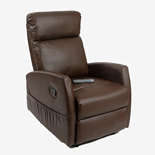 Cecotec Sillón Relax de Masaje Compact, Función calor, 5 Programas, 3 Intensidades, 8 Motores, Mando de control, Polipiel de calidad, Bolsillo portaobjetos, color Marrón