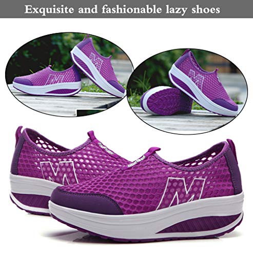 CELANDA Mujer Zapatos de Deporte Adelgazar Zapatos Sneakers para Caminar Zapatillas Aptitud Cuña Plataforma Zapatos de Cuero Gamuza Primavera Verano Zapatos de Cuña