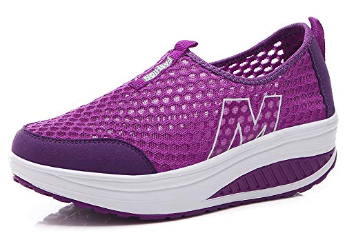 CELANDA Mujer Zapatos de Deporte Adelgazar Zapatos Sneakers para Caminar Zapatillas Aptitud Cuña Plataforma Zapatos de Cuero Gamuza Primavera Verano Zapatos de Cuña