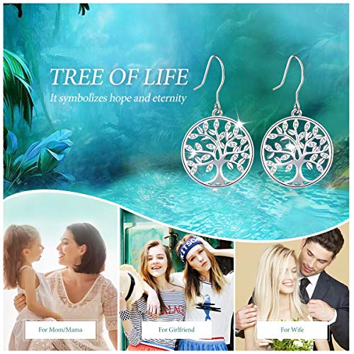 CELESTIA Mujeres Arbol de la Vida Collares y Pendientes Juegos de Plata 925 de Ley 925, Regalo para Mamá Hermana Miembros de la Familia Amistad, Conjunto de Joyas