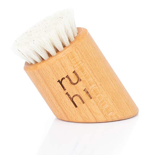 CELLIA Cepillo facial para masaje de cepillos secos y exfoliante 100% cerdas naturales regionales, certificado FSC de madera de haya de secado facial