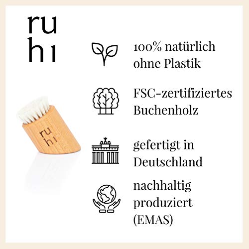 CELLIA Cepillo facial para masaje de cepillos secos y exfoliante 100% cerdas naturales regionales, certificado FSC de madera de haya de secado facial