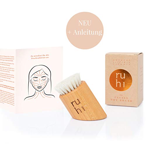 CELLIA Cepillo facial para masaje de cepillos secos y exfoliante 100% cerdas naturales regionales, certificado FSC de madera de haya de secado facial