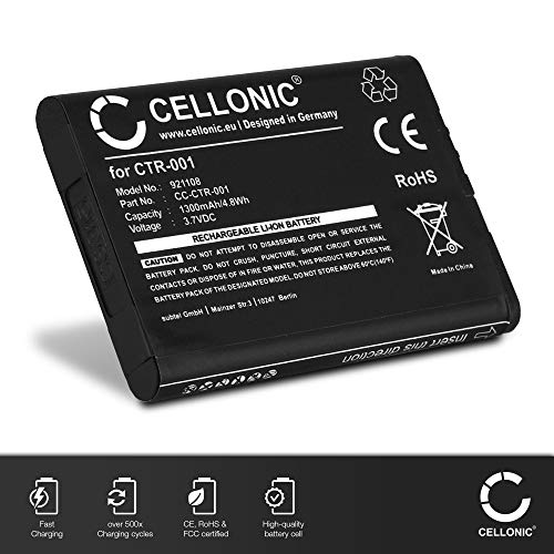 CELLONIC® Batería Premium Compatible con Nintendo 2DS / New 2DS XL / 3DS / Wii U Pro Controller, CTR-003, CTR-001 1300mAh Pila Repuesto bateria