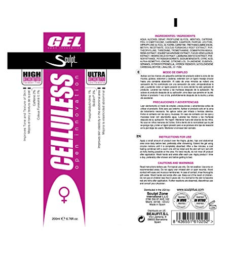 Celluless Crema reductora de abdomen, glúteos y cadera para la mujer. Gel reductor quemagrasas, crema para reducir centimetros, fat burner.