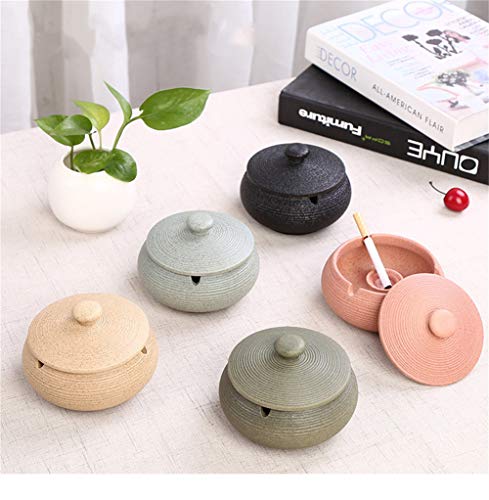 Cenicero Retro Personalidad Creativa Cenicero De Cerámica con Tapa. (Negro)