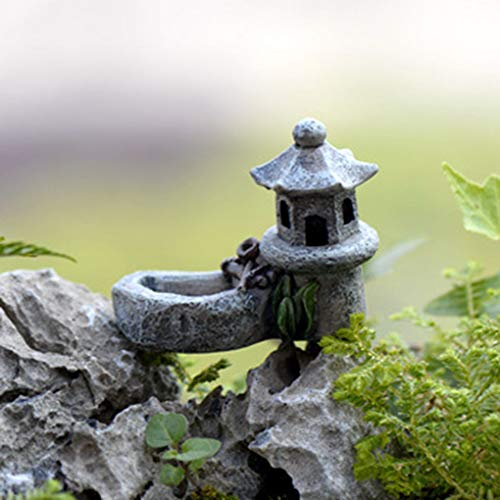censhaorme Miniatura de resina artificial mini piscina Torre del paisaje DIY del ornamento decorativo Inicio Casas Micro Craft