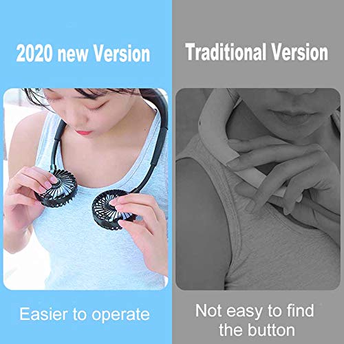 CENXINY Ventilador Portatil Mano Libre, Ventilador Cuello USB Ventilador Botón Frontal, LED Ventilador Personal Ajustable de 360 ​​° para el hogar, los Viajes, el Deporte al Aire Libre