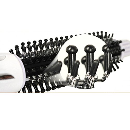 Cepillo alisador de pelo eléctrico, pantalla LCD, calentado, redondo, cepillo de cerámica, rizador, rizador de pelo, rizador de pelo, rizador de pelo, color blanco