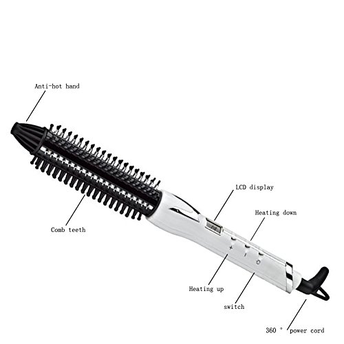 Cepillo alisador de pelo eléctrico, pantalla LCD, calentado, redondo, cepillo de cerámica, rizador, rizador de pelo, rizador de pelo, rizador de pelo, color blanco