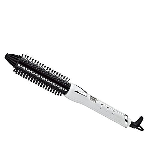 Cepillo alisador de pelo eléctrico, pantalla LCD, calentado, redondo, cepillo de cerámica, rizador, rizador de pelo, rizador de pelo, rizador de pelo, color blanco