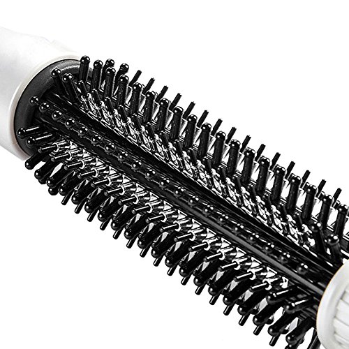 Cepillo alisador de pelo eléctrico, pantalla LCD, calentado, redondo, cepillo de cerámica, rizador, rizador de pelo, rizador de pelo, rizador de pelo, color blanco