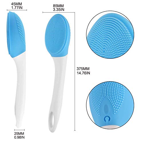 Cepillo de baño eléctrico, Cepillo espalda Cepillo de Baño de Masaje con Mango Largo para Limpiar la Piel baño ducha cuerpo cepillo Para hombres, mujeres, cuidado de la piel de los niños (azul)