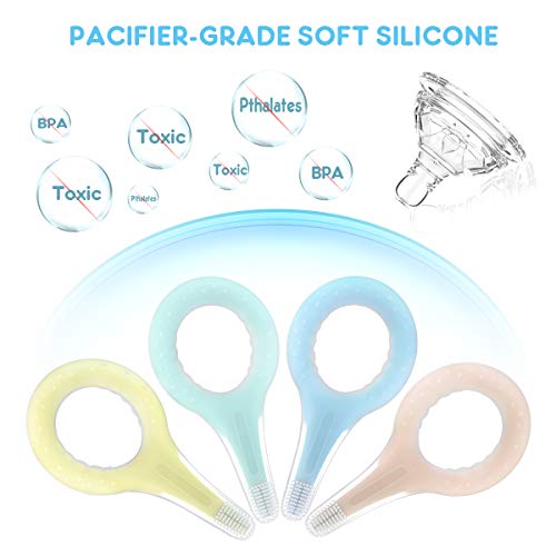 Cepillo de Dientes Bebé Eccomum Suave Cepillo de Dientes Silicona, Libre de BPA, Cepillo de Dientes Para Niños/Infantil, Entrenamiento, Anti-asfixia, Unisex, Portátil, 4 PCS