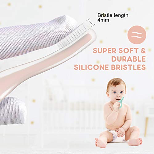 Cepillo de Dientes Bebé Eccomum Suave Cepillo de Dientes Silicona, Libre de BPA, Cepillo de Dientes Para Niños/Infantil, Entrenamiento, Anti-asfixia, Unisex, Portátil, 4 PCS