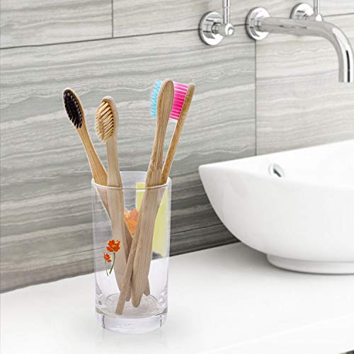 Cepillo de Dientes de Carbón de Bambú 10 PAQUETE - 5 Colores Cerdas Suaves Naturales de Cepillo de Dientes de Bambú - Cepillo de Dientes de Bambú Ecológico Biodegradable para Uso Familiar