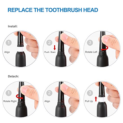 Cepillo de Dientes Eléctrico Teeteck PRO Cepillo de Dientes Electrico Sonicreca Regable de poco Ruido 5 Modo Inteligente Opcional (Cabezal de recambio (5))