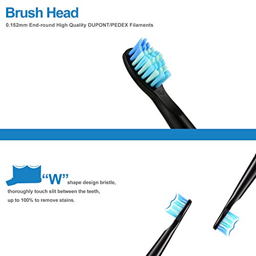 Cepillo de Dientes Eléctrico Teeteck PRO Cepillo de Dientes Electrico Sonicreca Regable de poco Ruido 5 Modo Inteligente Opcional (Cabezal de recambio (5))