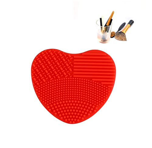 Cepillo de limpieza de silicona, Accesorios de pinceles para guantes de silicona Cepillo de limpieza de cosméticos de silicona pincel detergente para maquillaje - 7 colors(Red)