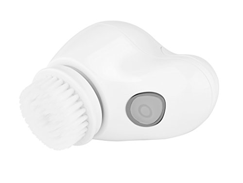 Cepillo de limpieza facial eléctrico con 2 niveles de velocidad, compacto, un cabezal con efecto de limpieza profunda y un cabezal efecto peeling incluidos, funciona con pilas, color: blanco