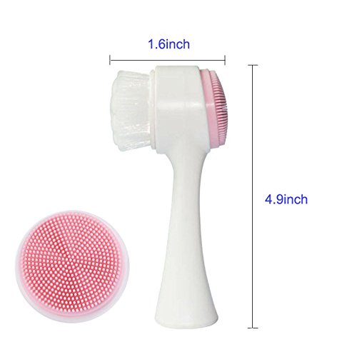 Cepillo de limpieza facial, herramienta de masaje de cabeza de silicona manual de doble cabeza para damas, gran regalo