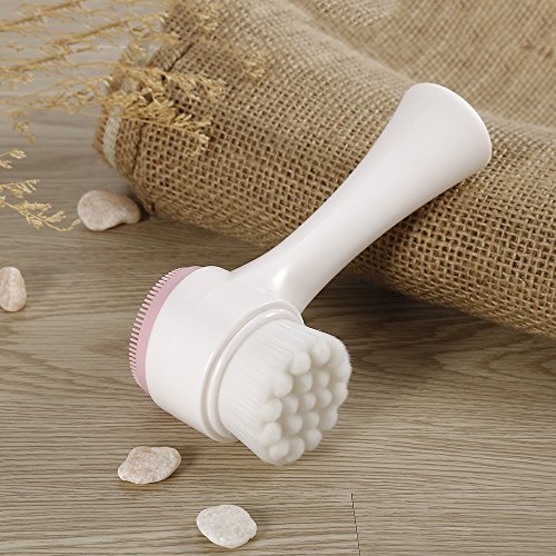 Cepillo de limpieza facial, herramienta de masaje de cabeza de silicona manual de doble cabeza para damas, gran regalo