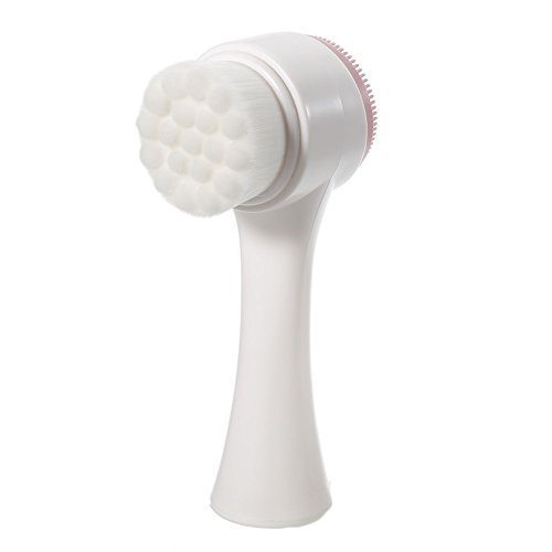 Cepillo de limpieza facial, herramienta de masaje de cabeza de silicona manual de doble cabeza para damas, gran regalo