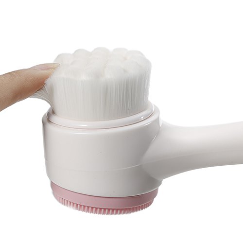 Cepillo de limpieza facial, herramienta de masaje de cabeza de silicona manual de doble cabeza para damas, gran regalo