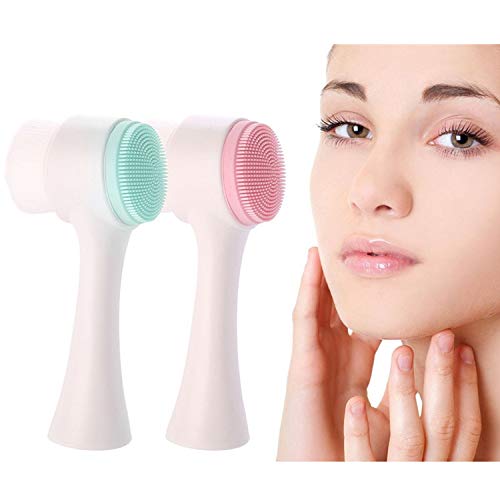 Cepillo de limpieza, masaje manual para quitar puntos negros para damas, 2 piezas (rosa y verde)