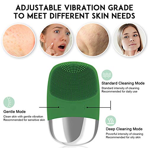 Cepillo de masaje facial de silicona, 3 en 1, masajeador facial eléctrico, ultrasónico, vibrador facial, impermeable, recargable, exfoliante sónico para antienvejecimiento