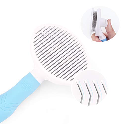 Cepillo de pelo para perros y gatos, peine autolimpiante, removedor de vello para mascotas, cepillo de aseo profesional para mascotas para reducir la pérdida de cabello