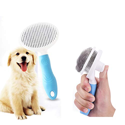 Cepillo de pelo para perros y gatos, peine autolimpiante, removedor de vello para mascotas, cepillo de aseo profesional para mascotas para reducir la pérdida de cabello