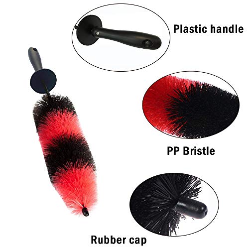 Cepillo de Rueda de Coche, Cepillo Detalle Rueda, Coche Cepillo de Rueda, Multifunción Portátil Largo Piel Suave Cepillo Para Detallar Ruedas y Llantas para Ruedas, Puntas de Escape, Motocicletas