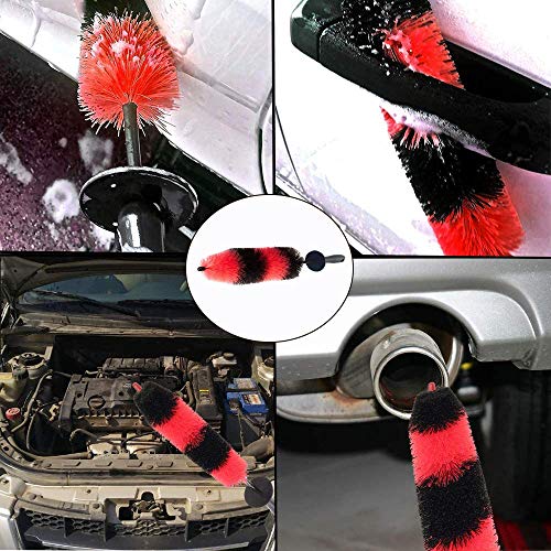 Cepillo de Rueda de Coche, Cepillo Detalle Rueda, Coche Cepillo de Rueda, Multifunción Portátil Largo Piel Suave Cepillo Para Detallar Ruedas y Llantas para Ruedas, Puntas de Escape, Motocicletas