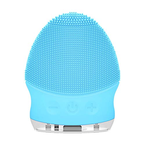 cepillo facial LGFSG  Cepillo de limpieza facial eléctrico sónico Mini limpiador facial de silicona impermeable Masaje USB recargable, azul